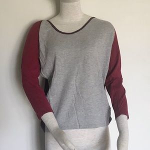 Maroon & Grey color block sweater